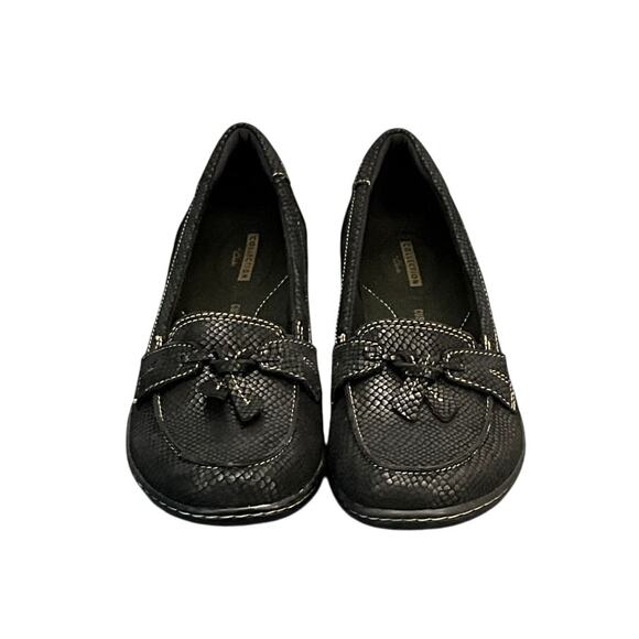 Clarks Collection Ashland Bubble Black Leather Slip On Comfort Loafer Women 7.5 - Picture 7 of 11